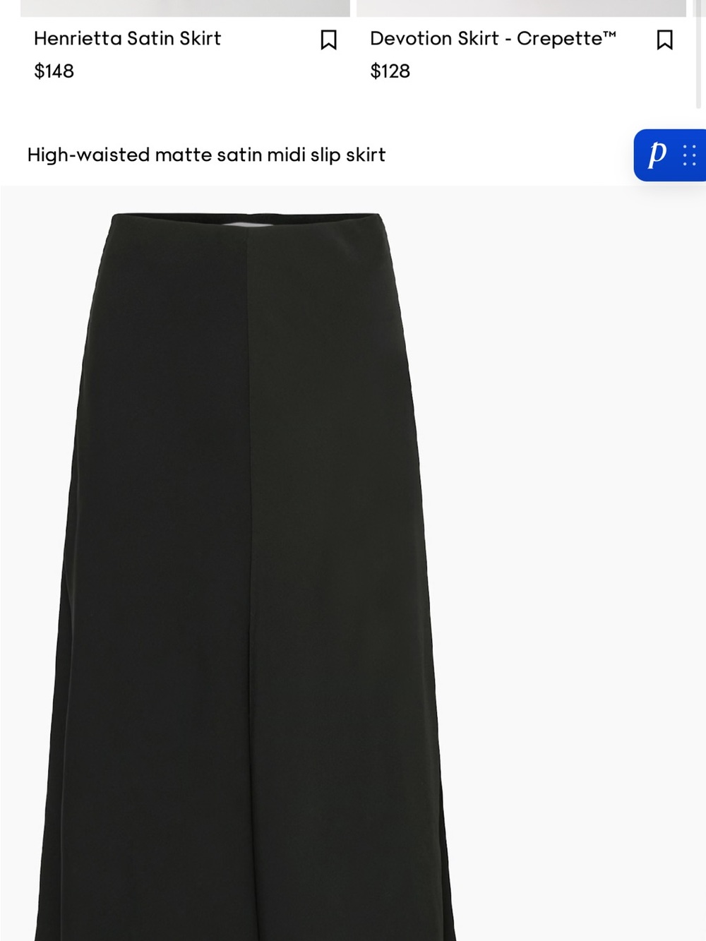 Babaton Black High-Waisted Matte Satin Midi Slip Skirt